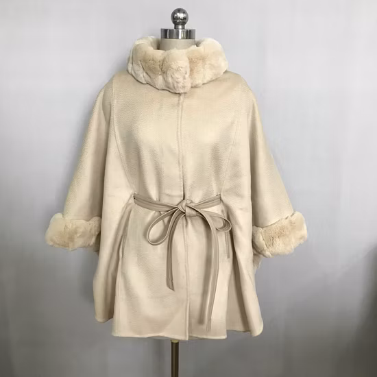 Casacos elegantes de cardigan de pele de inverno para mulheres poncho de xale