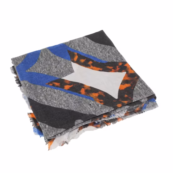 Lenço de franja de cílios de lã merino 100% impresso personalizado da moda feminina