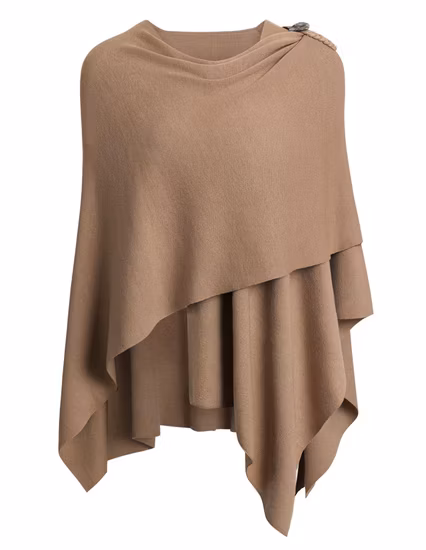 Poncho tricotado de lã caxemira